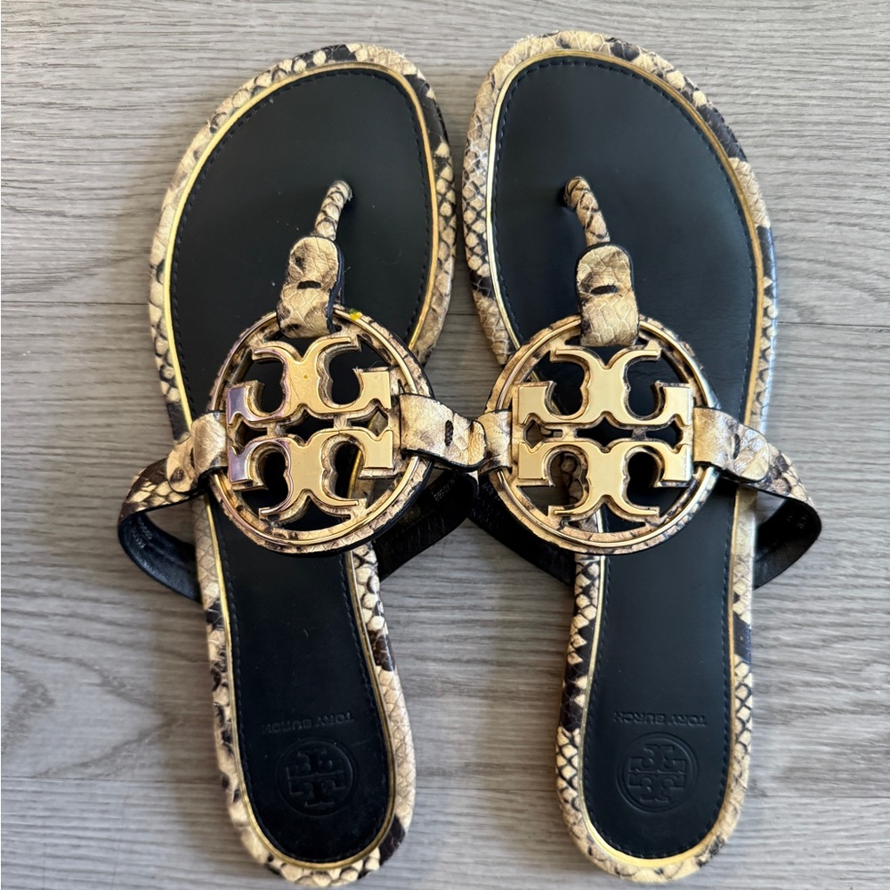 Tory Burch Black and Gold Sandals